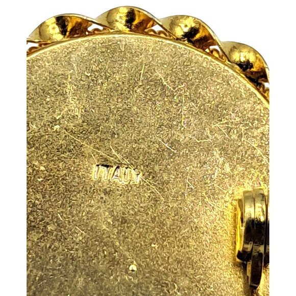 Vintage Italy Mosaic Brooch Floral Multi Colored Tesserae Gold Tone Circle Pin C - Picture 10 of 10